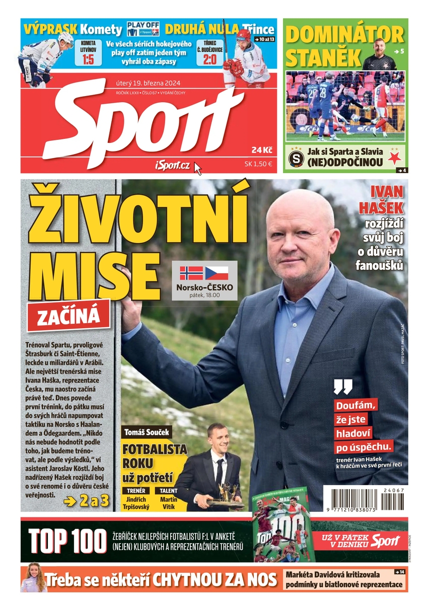 E-magazín Sport - 19.3.2024 - CZECH NEWS CENTER a. s.
