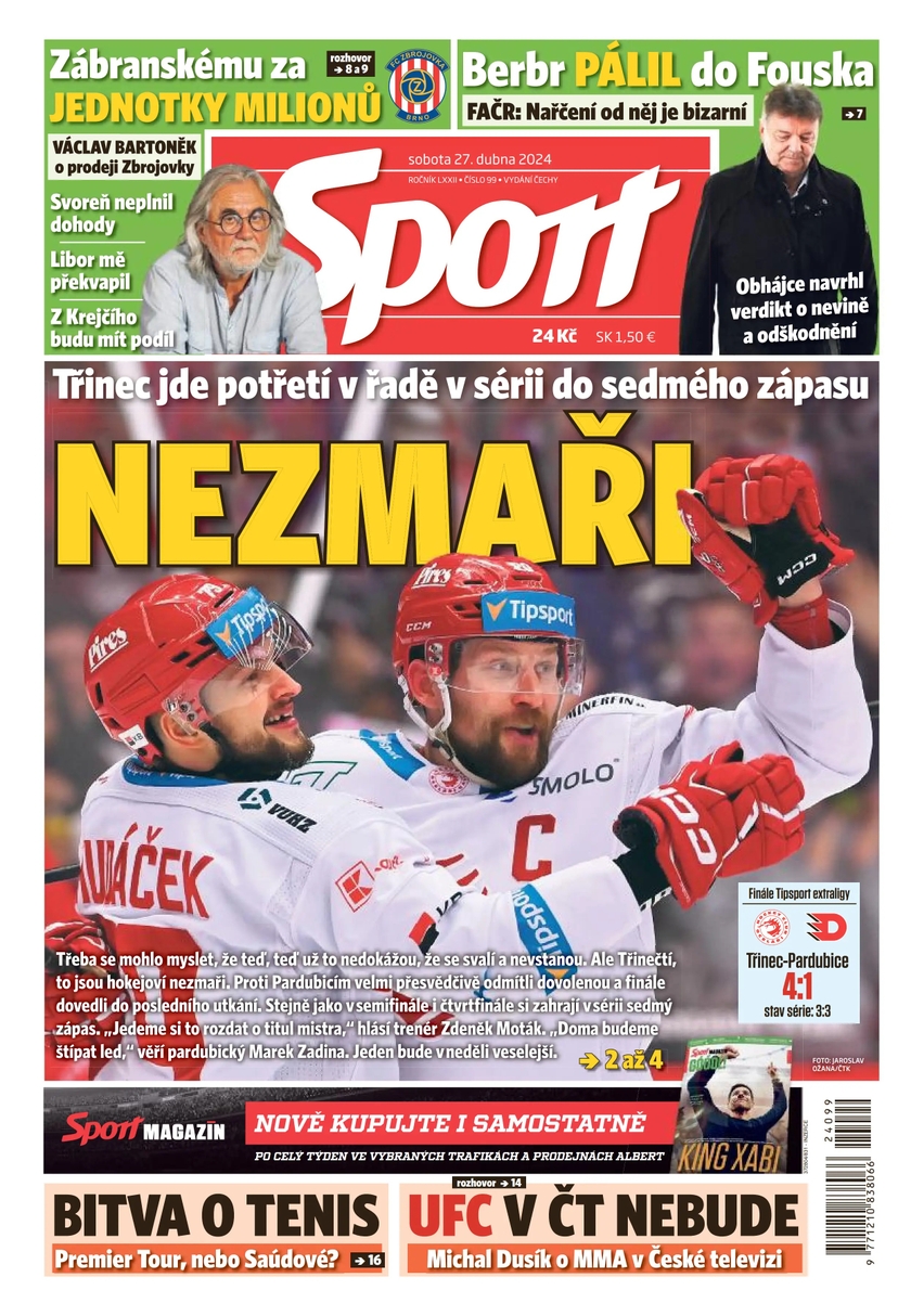 E-magazín Sport - 27.4.2024 - CZECH NEWS CENTER a. s.