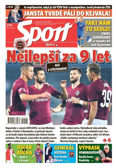 E-magazín Sport - 29.9.2020 - CZECH NEWS CENTER a. s.