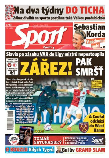 E-magazín Sport - 1.10.2020 - CZECH NEWS CENTER a. s.