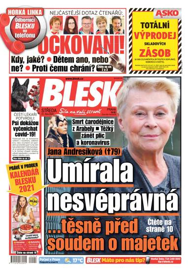 E-magazín BLESK - 21.10.2020 - CZECH NEWS CENTER a. s.