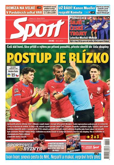 E-magazín Sport - 15.10.2024 - CZECH NEWS CENTER a. s.