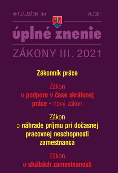 E-kniha Aktualizácia III/4 2021 - Kurzarbeit a Zákonník práce - Autor Neuveden