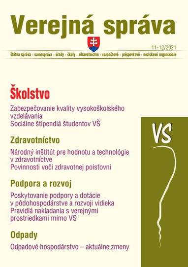 E-kniha Verejná správa č. 11-12 / 2021 - Školstvo, odpady, zdravotníctvo - Autor Neuveden