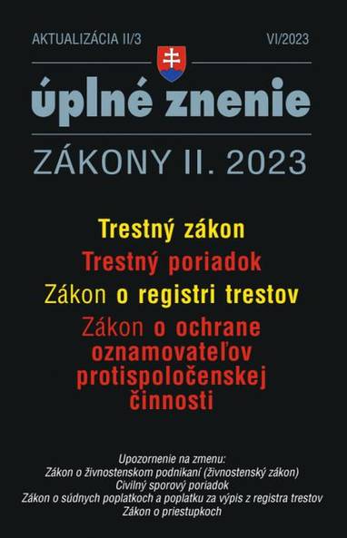 E-kniha Aktualizácia II/3 - Trestný zákon a Trestný poriadok - Autor Neuveden